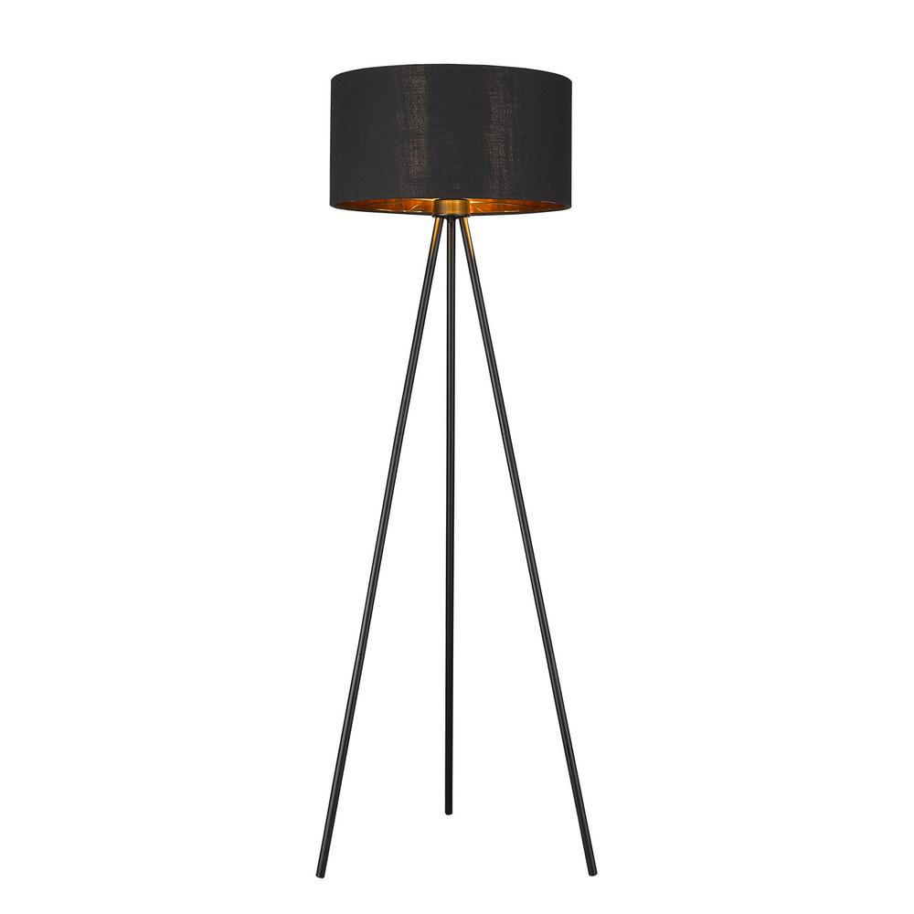 58" Matte Tripod Floor Lamp With Black Drum Shade. Picture 1