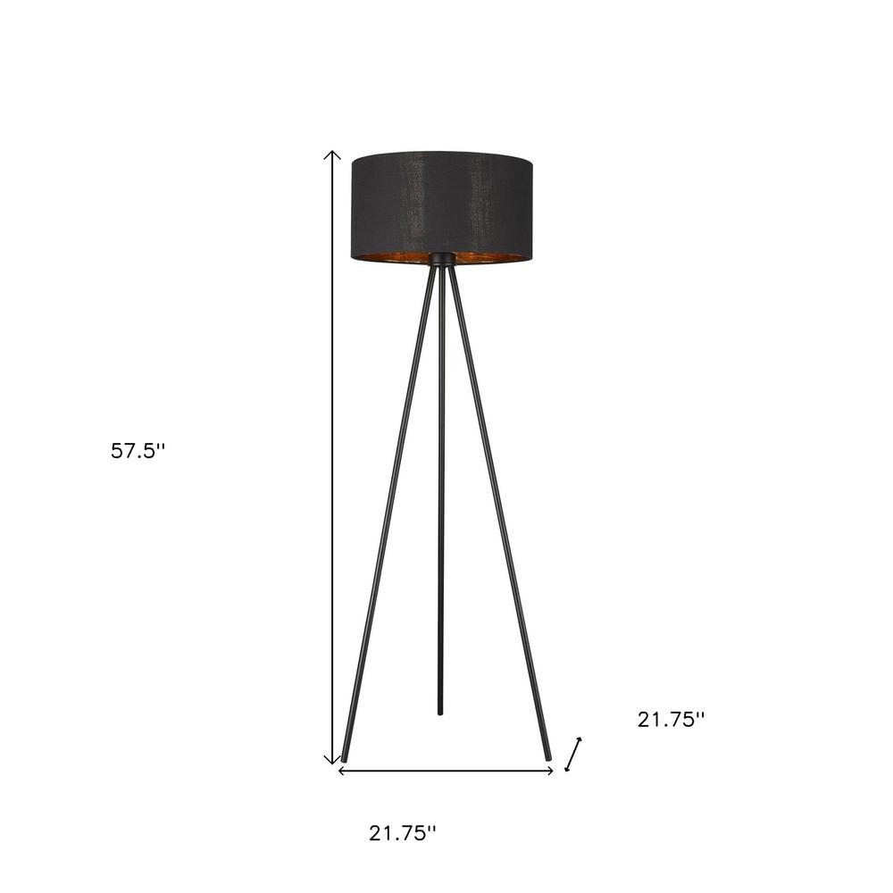 58" Matte Tripod Floor Lamp With Black Drum Shade. Picture 4