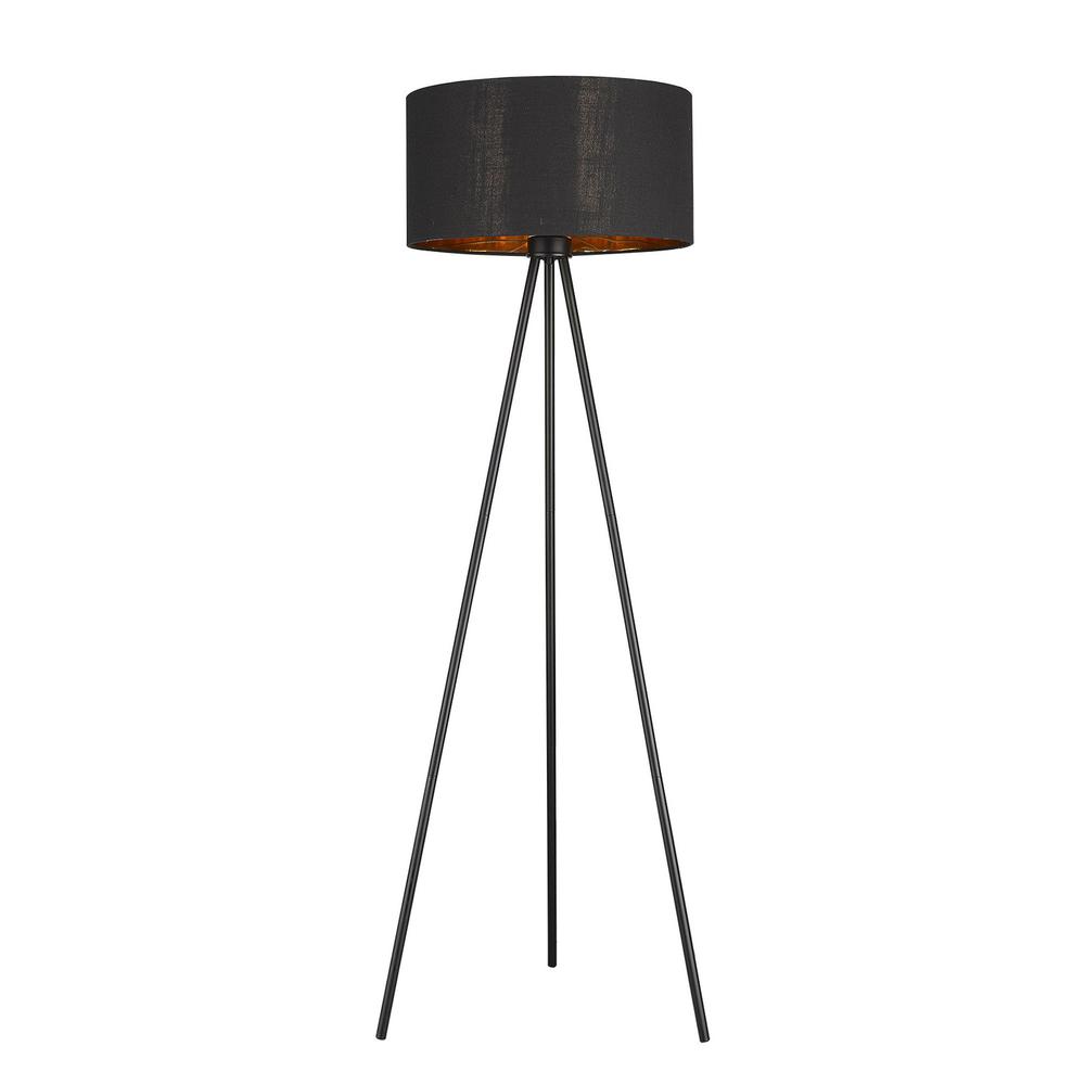 58" Matte Tripod Floor Lamp With Black Drum Shade. Picture 3