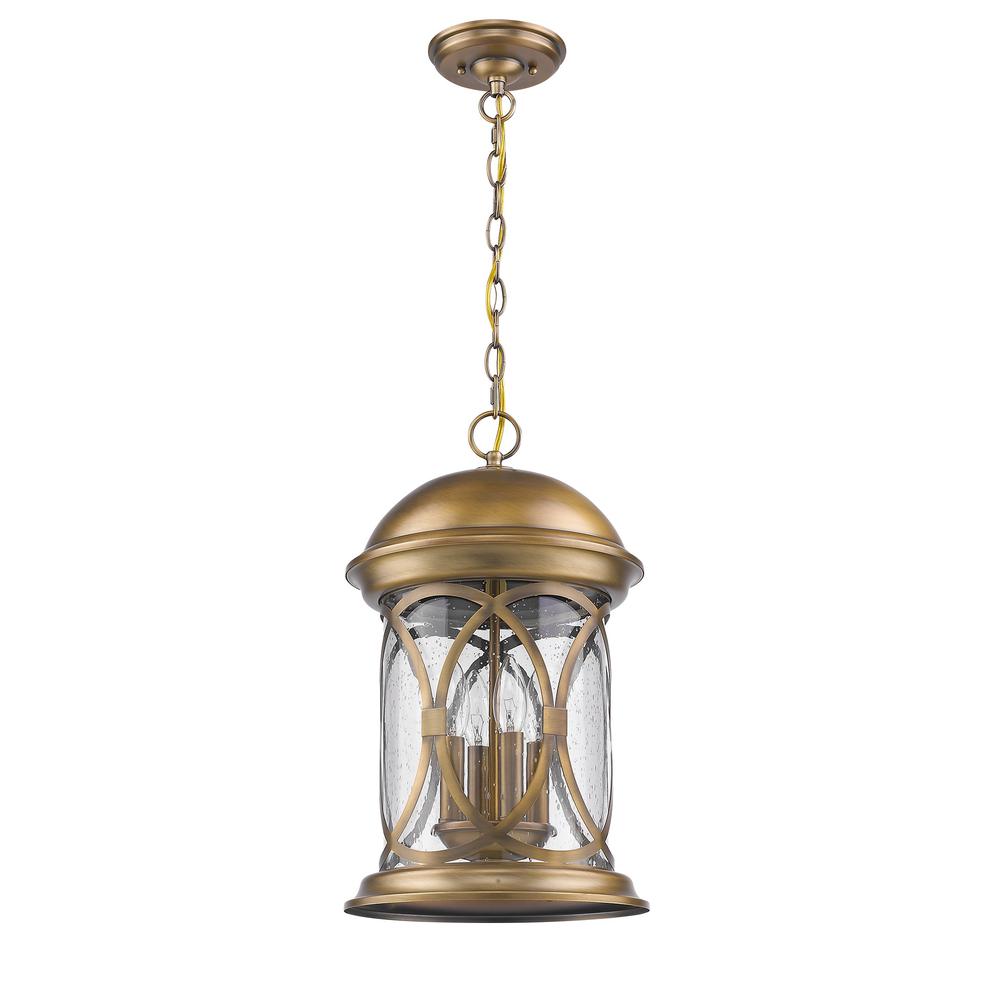 Lincoln 4-Light Antique Brass Hanging Light. Picture 1