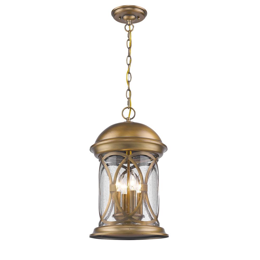 Lincoln 4-Light Antique Brass Hanging Light. Picture 2