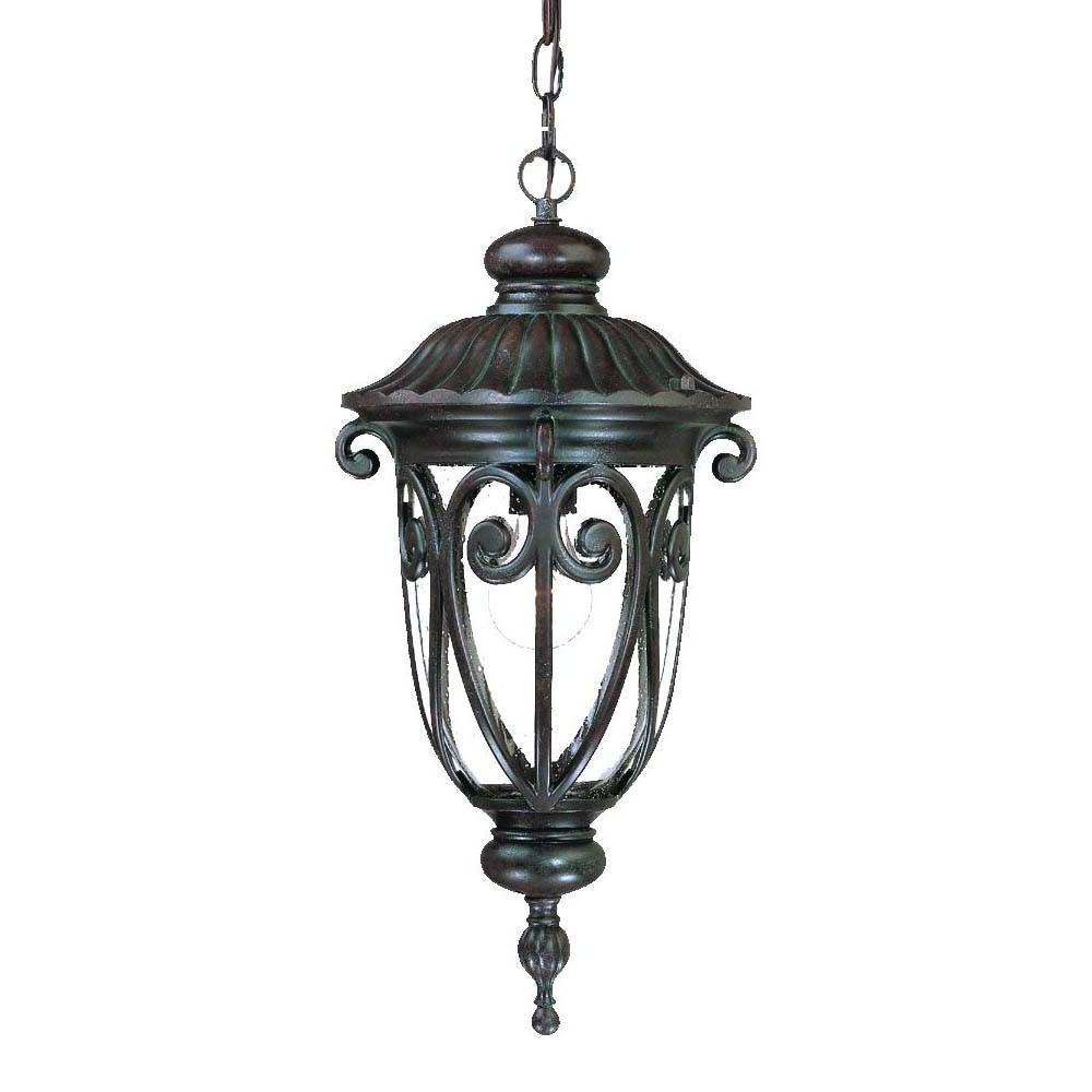 Naples 1-Light Marbelized Mahogany Hanging Light. Picture 2