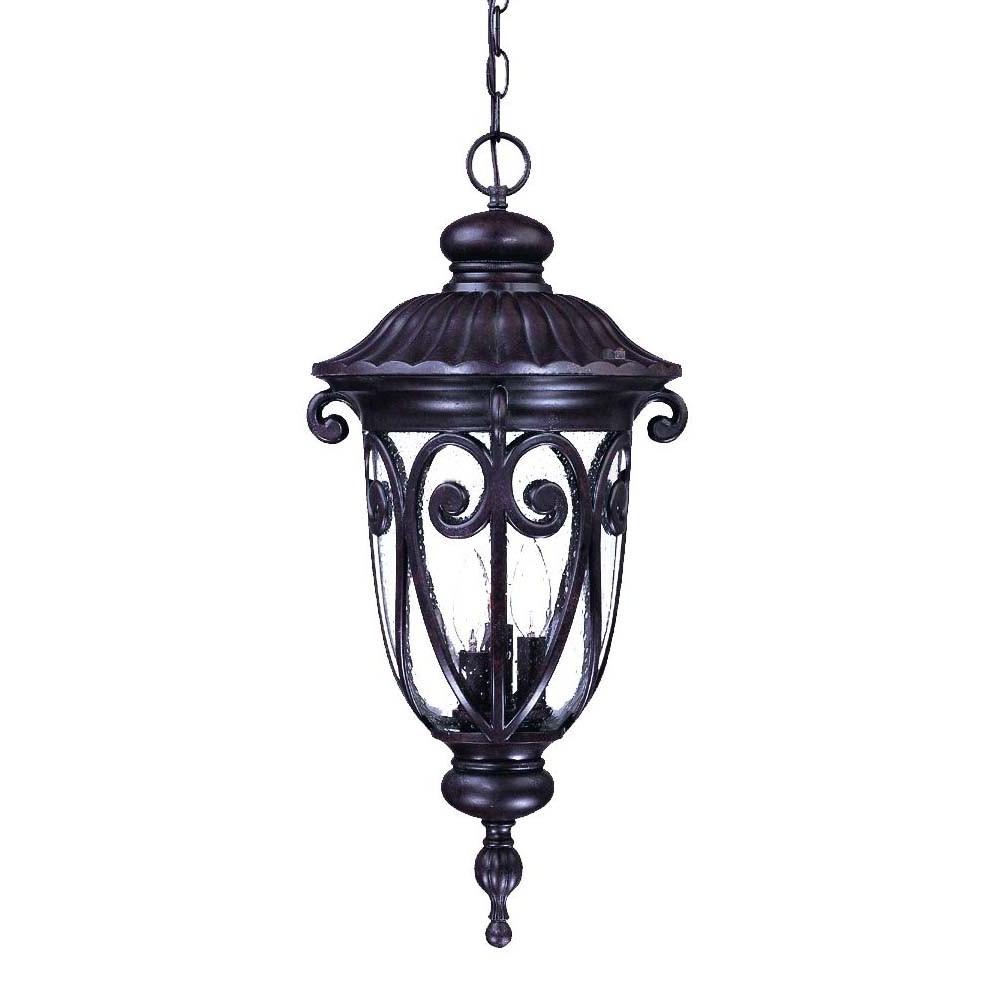 Naples 3-Light Marbelized Mahogany Hanging Light. Picture 2
