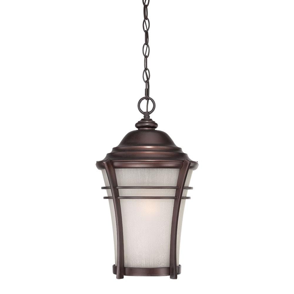 Frosted Glass Bronze Lantern Hanging Light. Picture 1