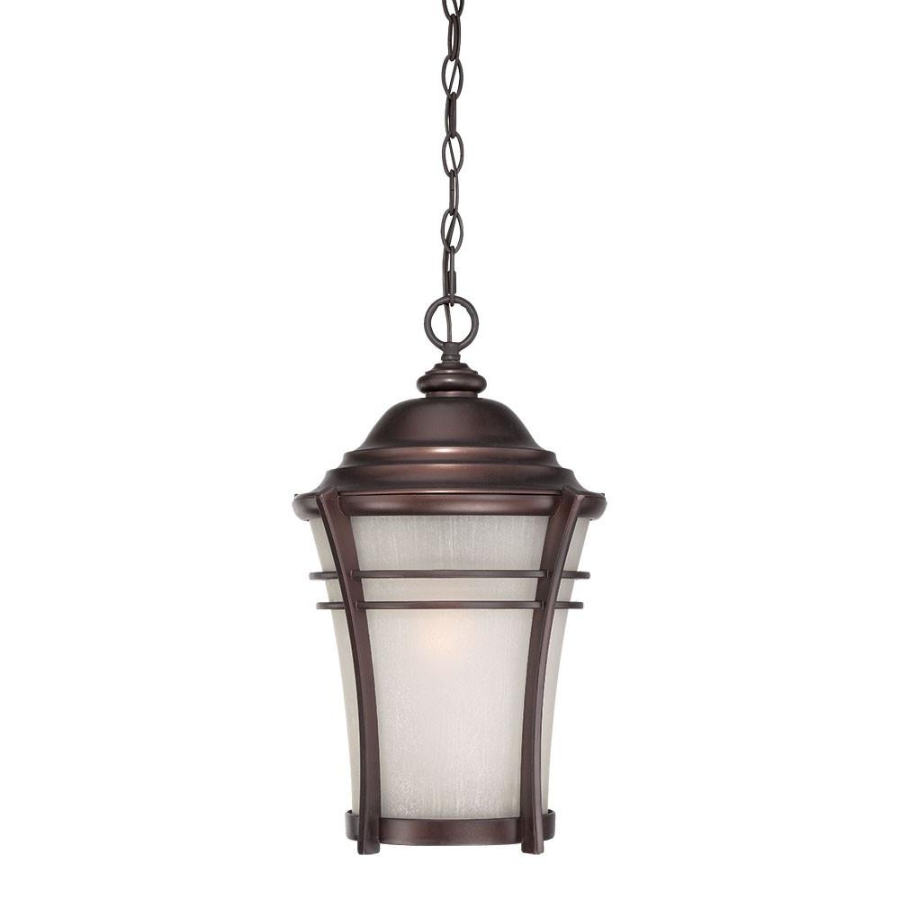 Frosted Glass Bronze Lantern Hanging Light. Picture 2