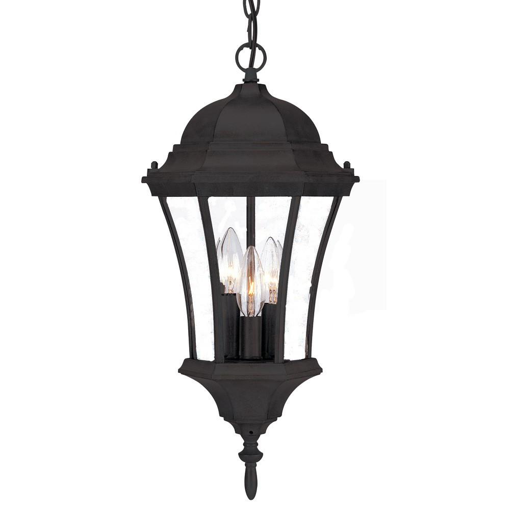 Three Light Matte Black Carousel Lantern Hanging Light. Picture 2