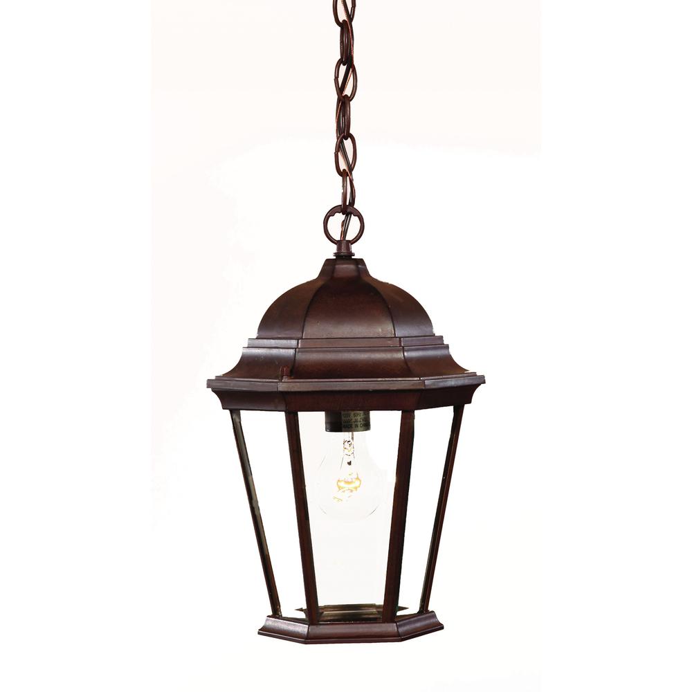 Dark Brown Domed Glass Lantern Hanging Light. Picture 1