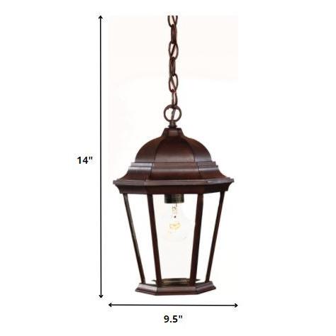 Dark Brown Domed Glass Lantern Hanging Light. Picture 5