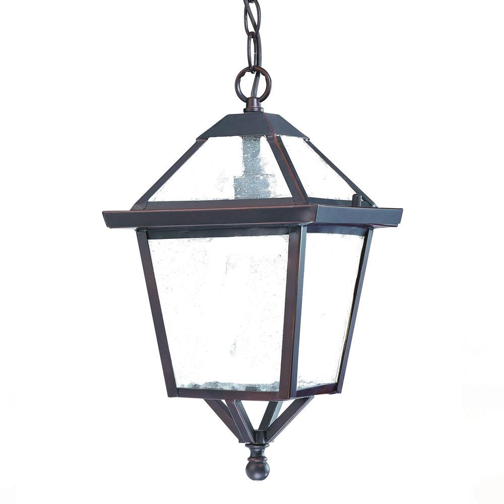 Antique Bronze Glass Hanging Lantern Light. Picture 1