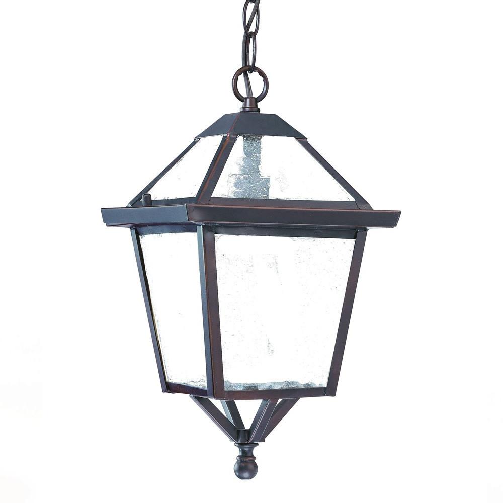 Antique Bronze Glass Hanging Lantern Light. Picture 2