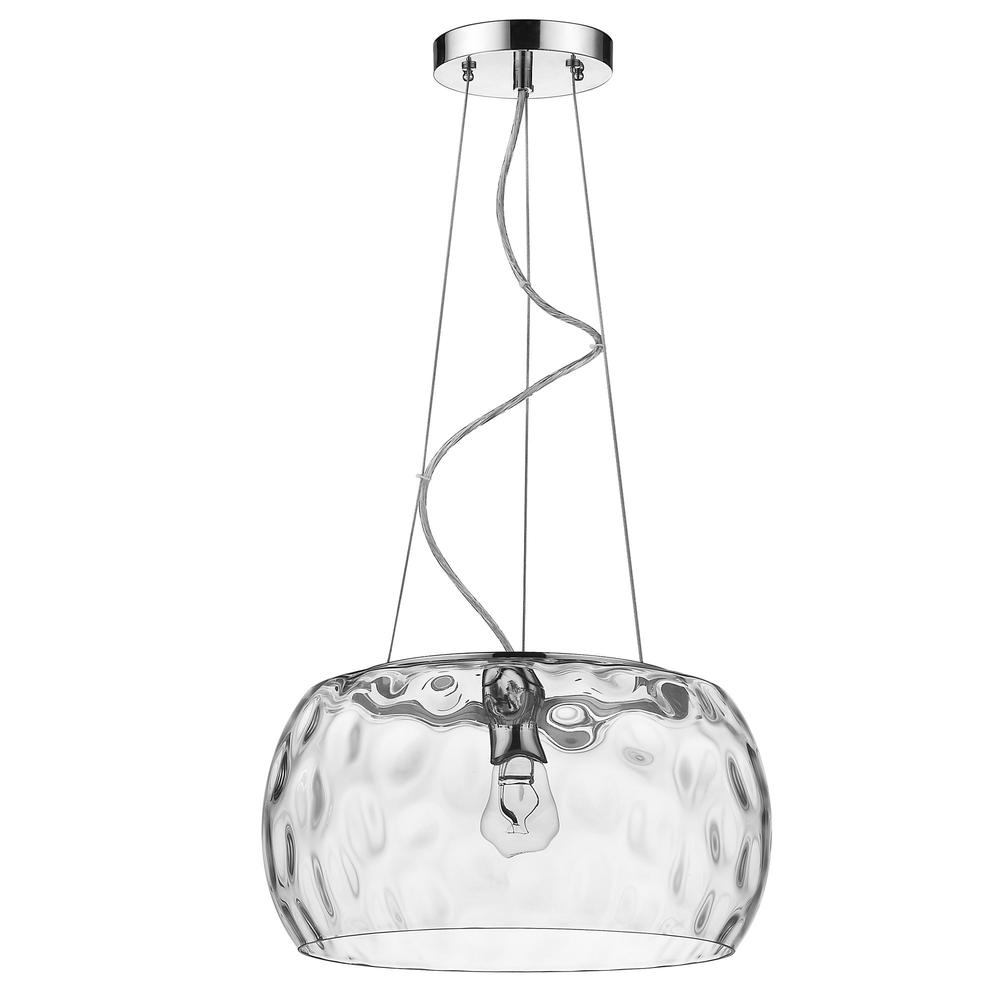Mystere 1-Light Polished Chrome Pendant With Dimpled Glass Shade. Picture 2