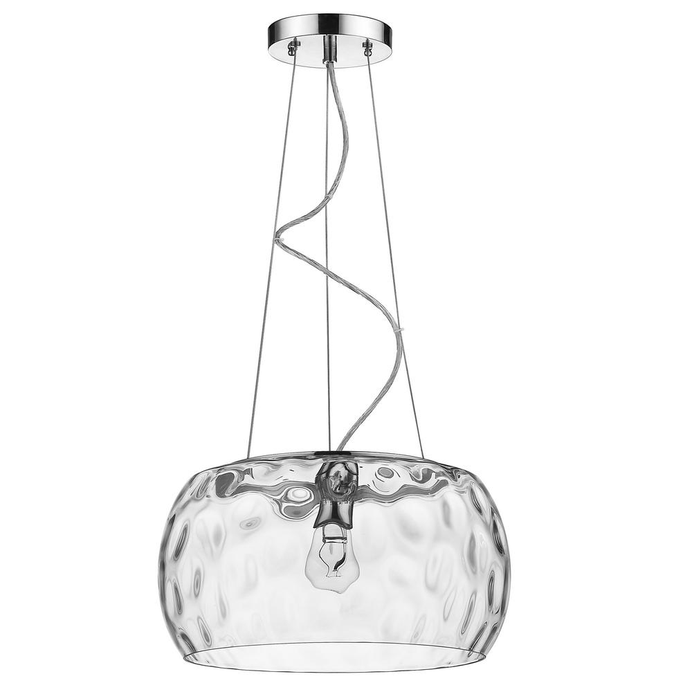 Mystere 1-Light Polished Chrome Pendant With Dimpled Glass Shade. Picture 3