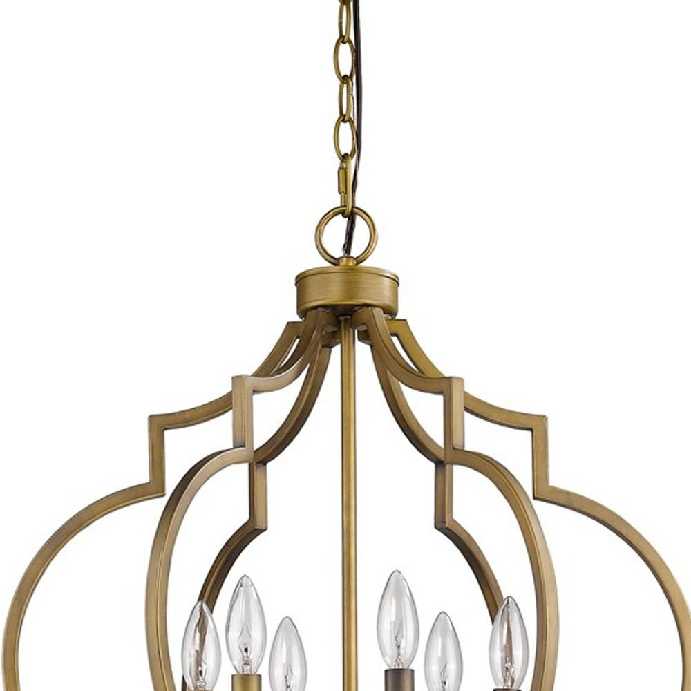 Peyton 6-Light Raw Brass Chandelier With Crystal Accents. Picture 3