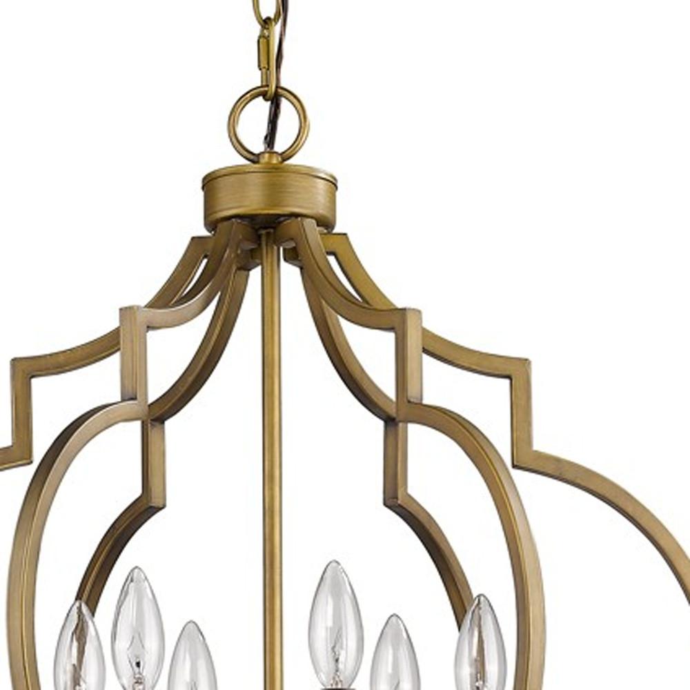 Peyton 6-Light Raw Brass Chandelier With Crystal Accents. Picture 4