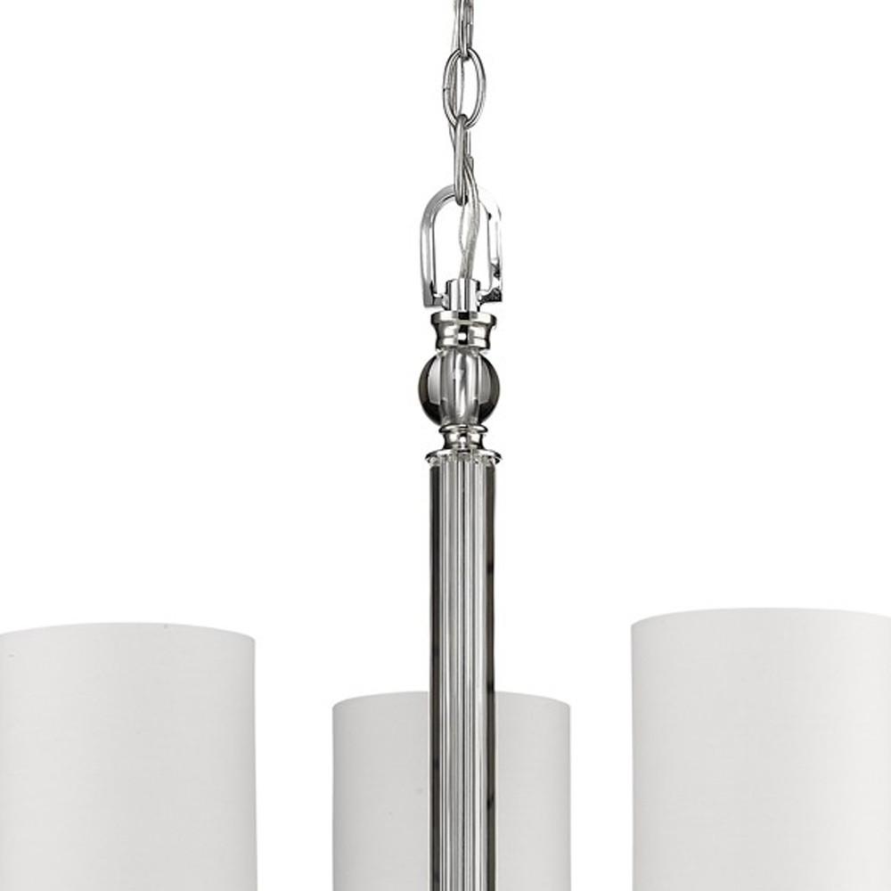 Lily 3-Light Polished Nickel Chandelier With Fabric Shades And Crystal Accents. Picture 3