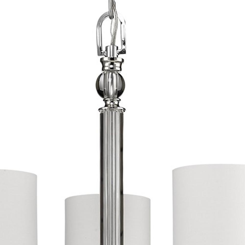 Lily 3-Light Polished Nickel Chandelier With Fabric Shades And Crystal Accents. Picture 4