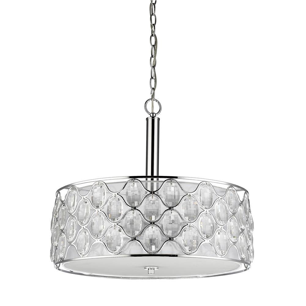 Isabella 4-Light Polished Nickel Drum Pendant With Crystal Accents. Picture 2