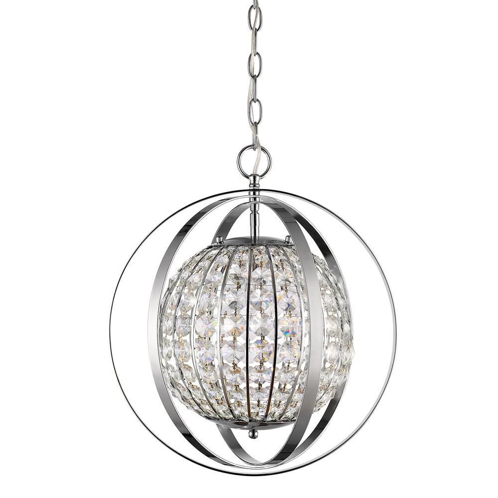 Olivia 1-Light Polished Nickel Crystal Globe Pendant. Picture 1