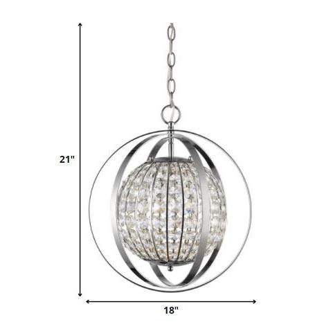 Olivia 1-Light Polished Nickel Crystal Globe Pendant. Picture 5