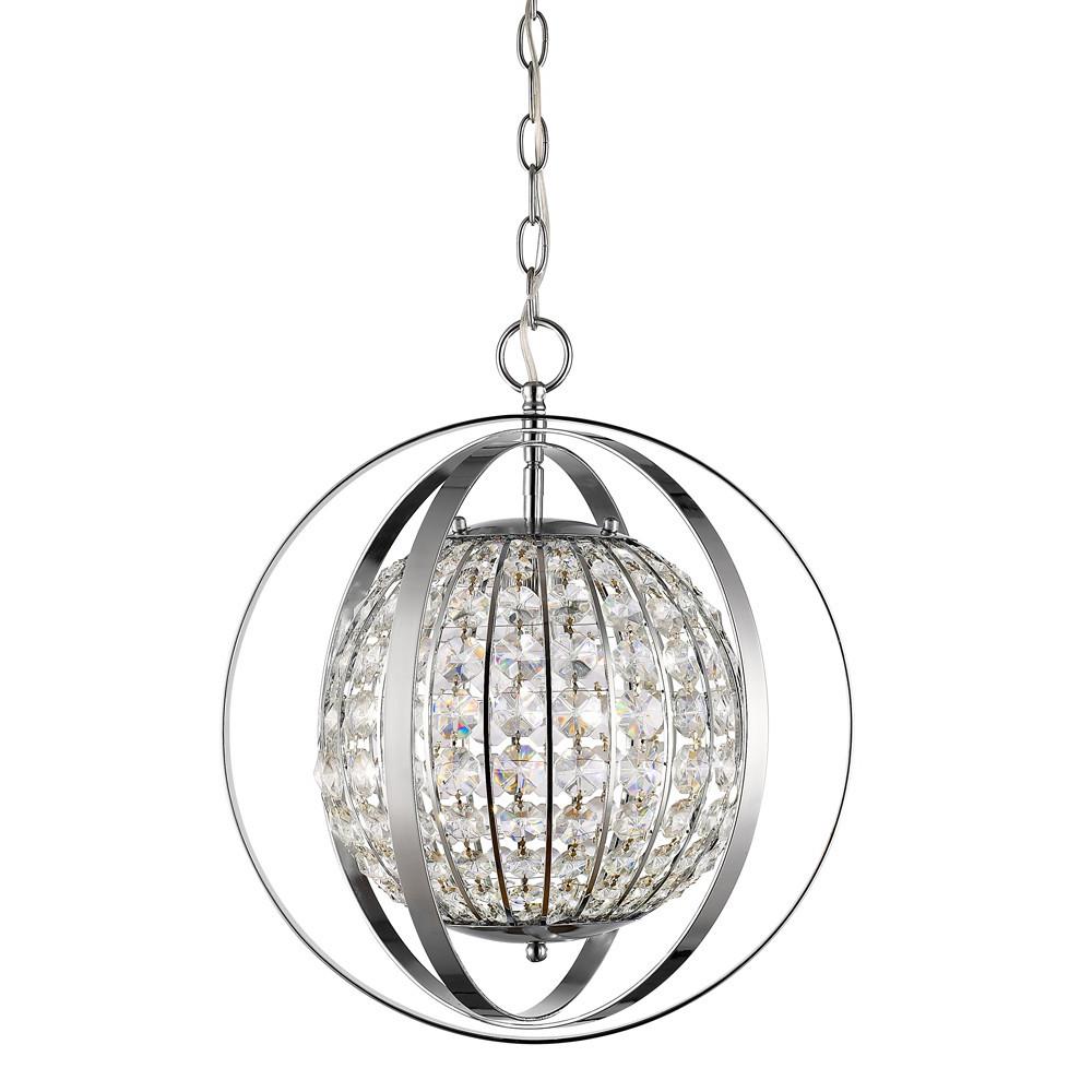 Olivia 1-Light Polished Nickel Crystal Globe Pendant. Picture 2