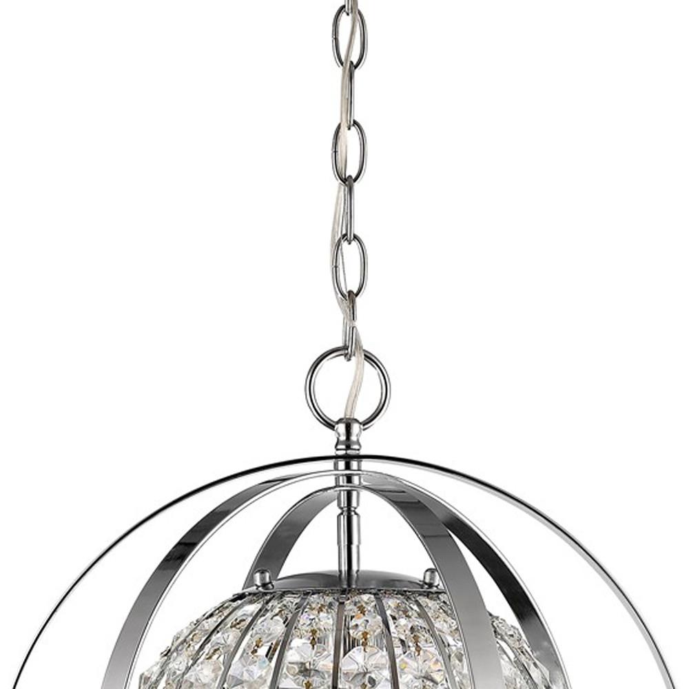 Olivia 1-Light Polished Nickel Crystal Globe Pendant. Picture 3
