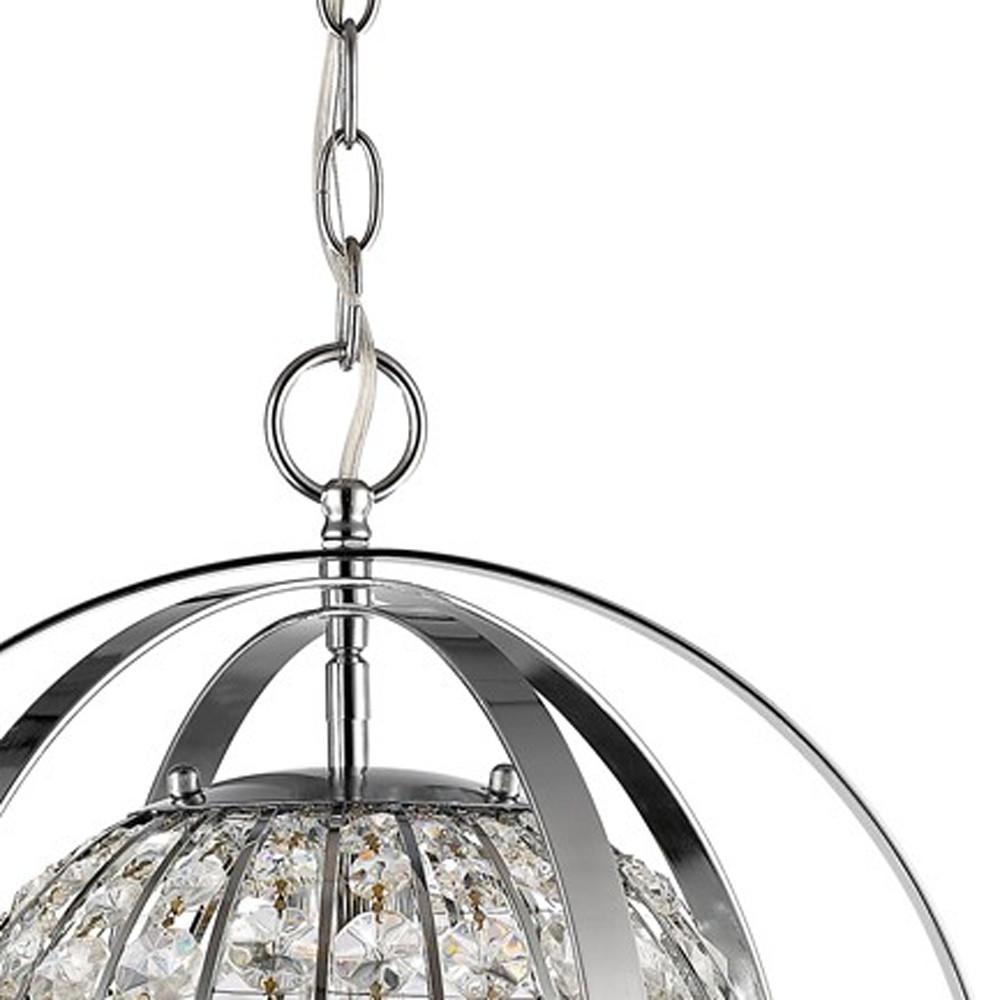 Olivia 1-Light Polished Nickel Crystal Globe Pendant. Picture 4