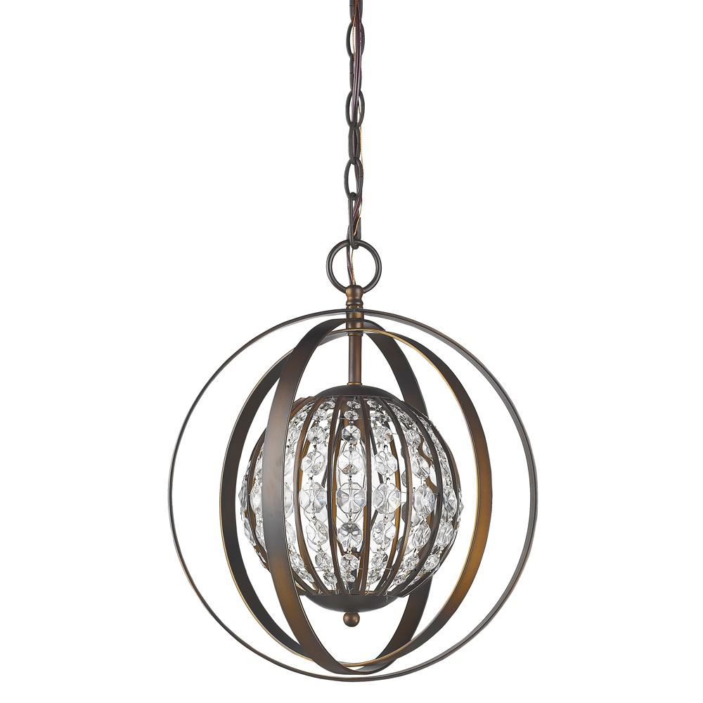 Olivia 1-Light Oil-Rubbed Bronze Crystal Globe Pendant. Picture 1