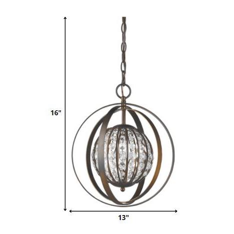 Olivia 1-Light Oil-Rubbed Bronze Crystal Globe Pendant. Picture 5