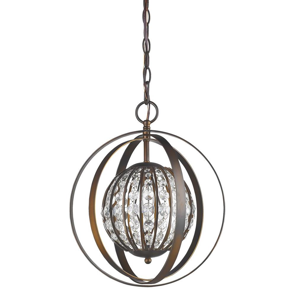 Olivia 1-Light Oil-Rubbed Bronze Crystal Globe Pendant. Picture 2