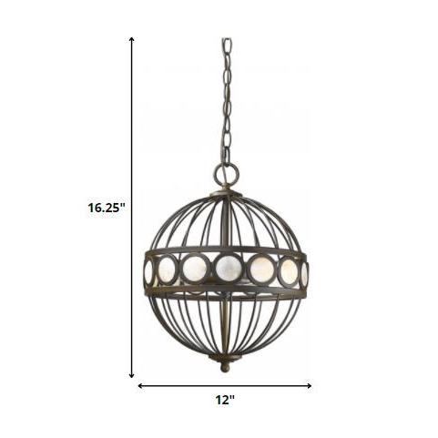 Aria 3-Light Oil-Rubbed Bronze Globe Pendant With Mother Of Pearl Accents. Picture 5