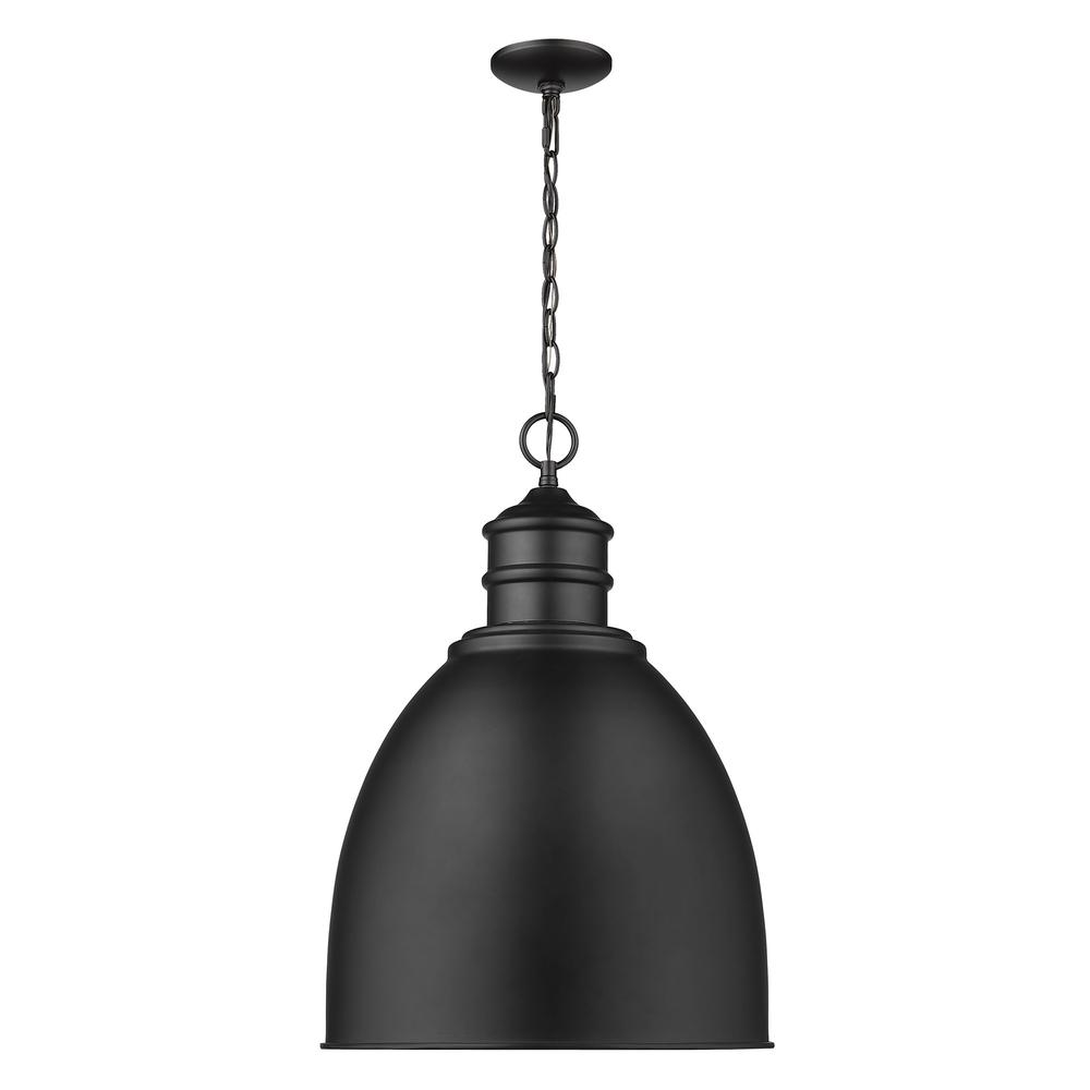 Colby 1-Light Matte Black Pendant With Gloss White Interior Shade. Picture 3