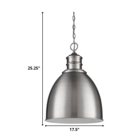 Colby 1-Light Satin Nickel Pendant With Gloss White Interior Shade. Picture 5