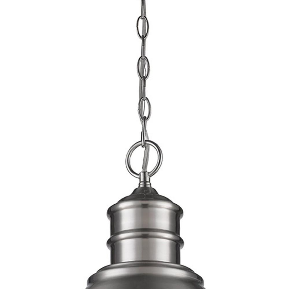 Colby 1-Light Satin Nickel Pendant With Gloss White Interior Shade. Picture 3