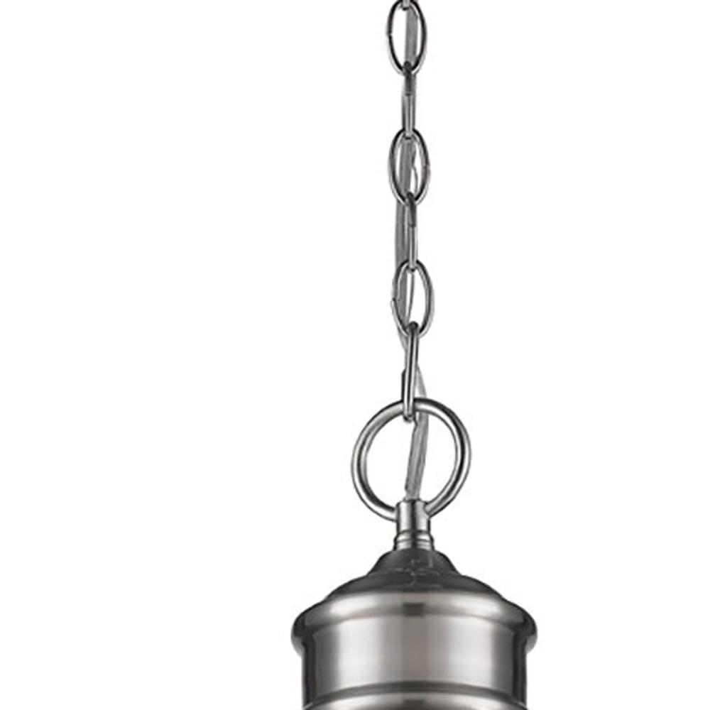 Colby 1-Light Satin Nickel Pendant With Gloss White Interior Shade. Picture 4