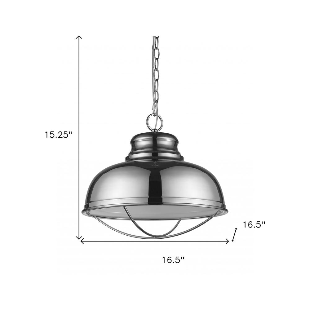 Ansen 1-Light Polished Nickel Pendant With Gloss White Interior Shade. Picture 4