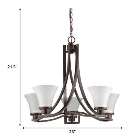 Mia 5-Light Oil-Rubbed Bronze Chandelier With Etched Glass Shades. Picture 5