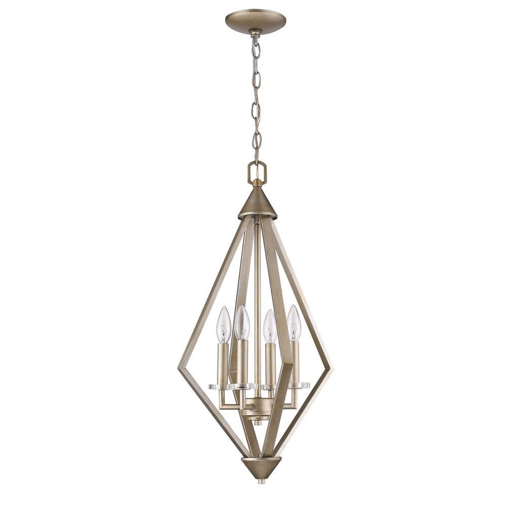 Easton 4-Light Washed Gold Pendant With Crystal Bobeches. Picture 2
