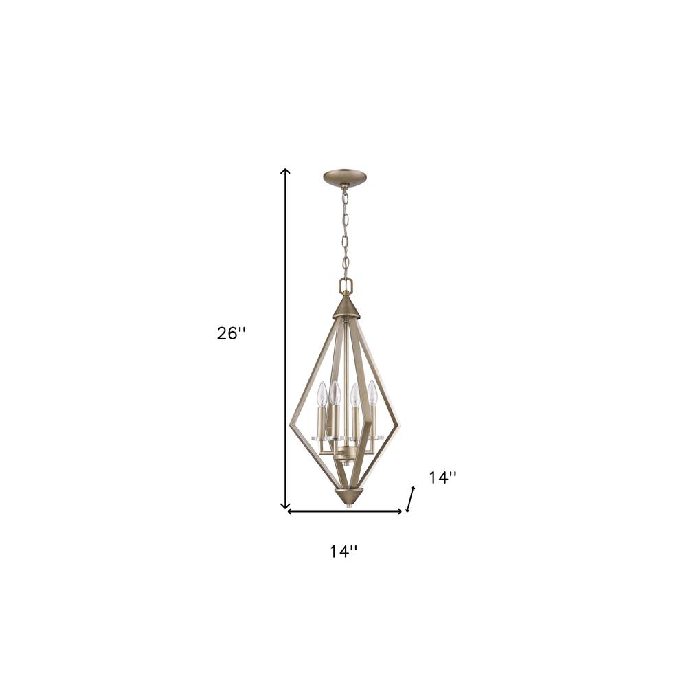 Easton 4-Light Washed Gold Pendant With Crystal Bobeches. Picture 4