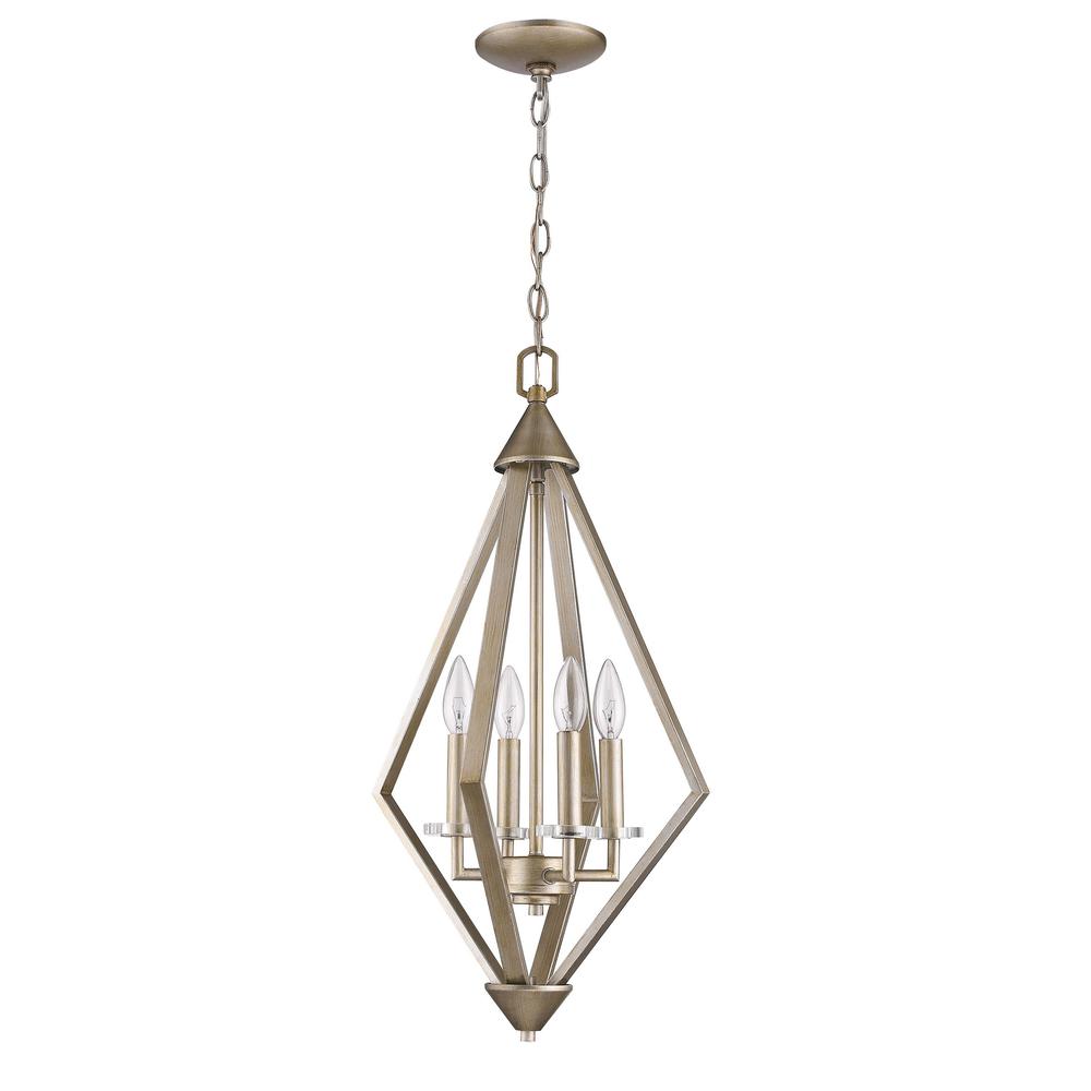Easton 4-Light Washed Gold Pendant With Crystal Bobeches. Picture 3