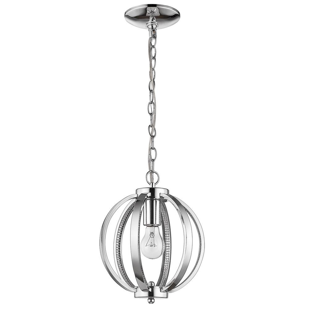 Nevaeh 1-Light Chrome Globe Pendant With Crystal Accents. Picture 3