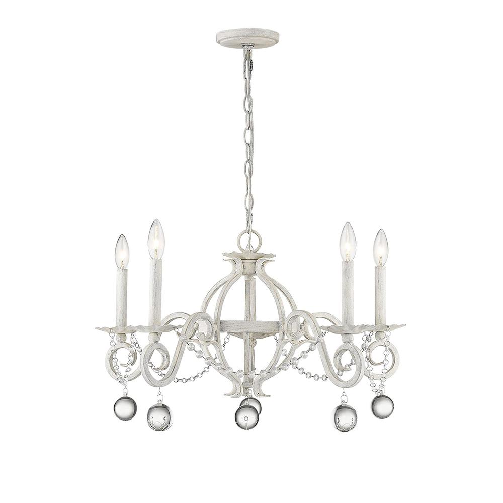 Callie 5-Light Country White Chandelier. Picture 1