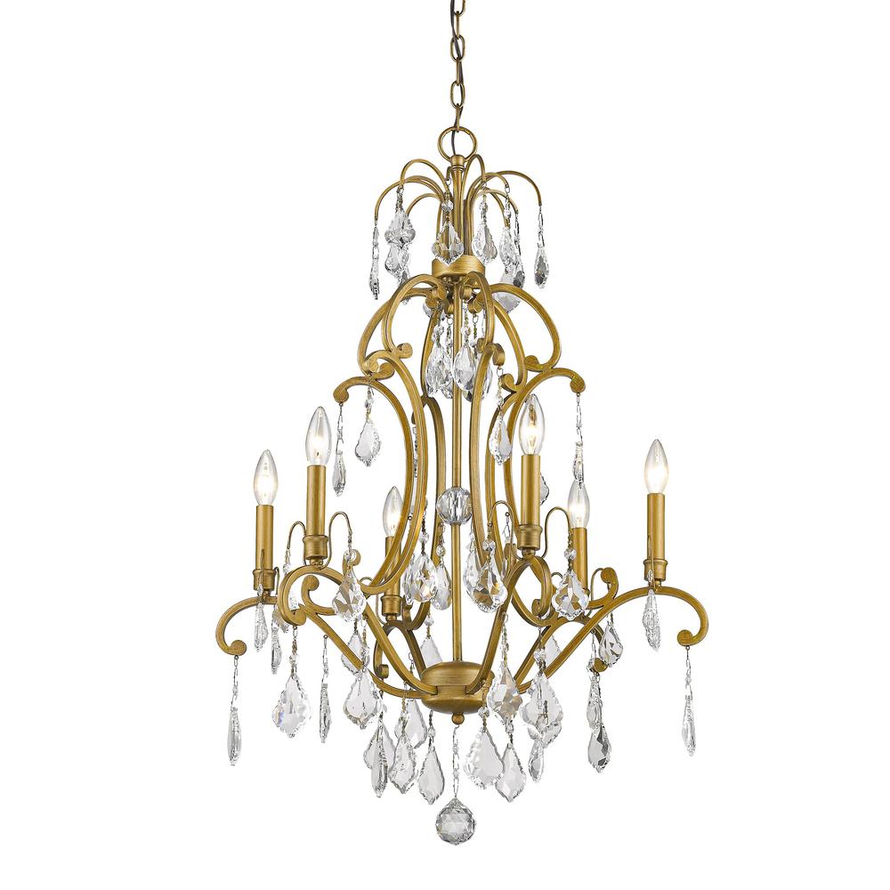 Claire 6-Light Antique Gold Chandelier With Crystal Accents. Picture 2