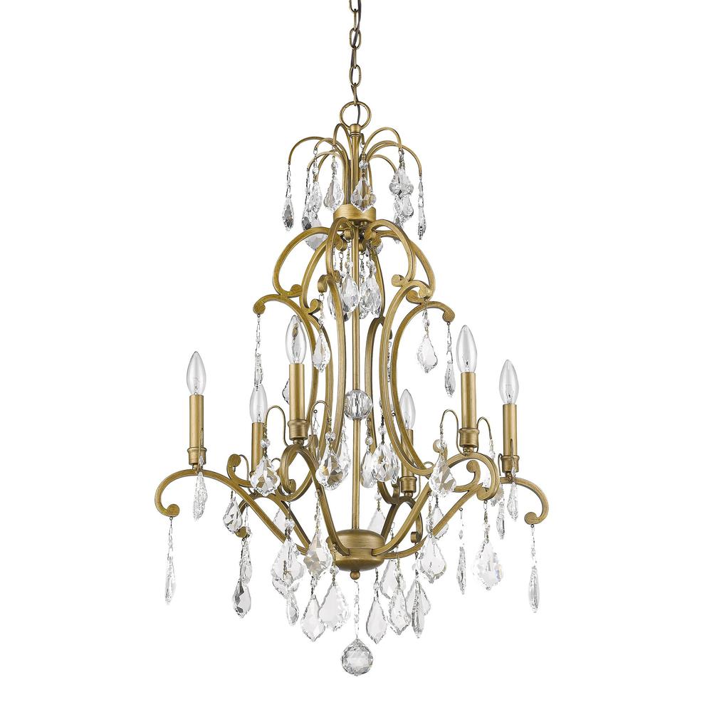 Claire 6-Light Antique Gold Chandelier With Crystal Accents. Picture 3