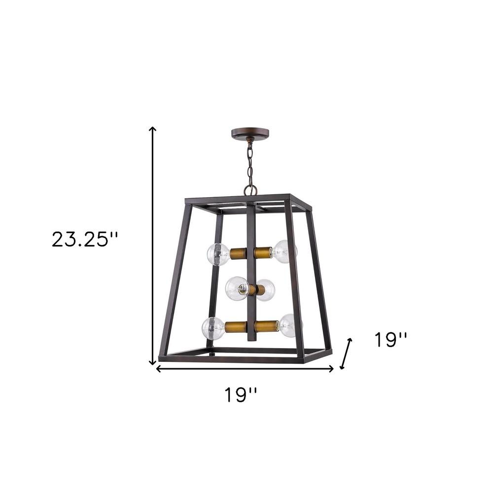 Tiberton 6-Light Oil-Rubbed Bronze Foyer Pendant With Antique Brass Sockets. Picture 4