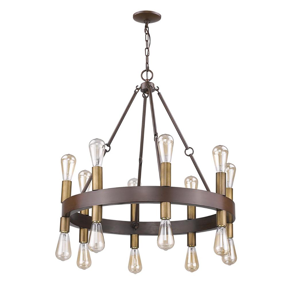 Cumberland 16-Light Wood Finish Chandelier With Raw Brass Sockets. Picture 2