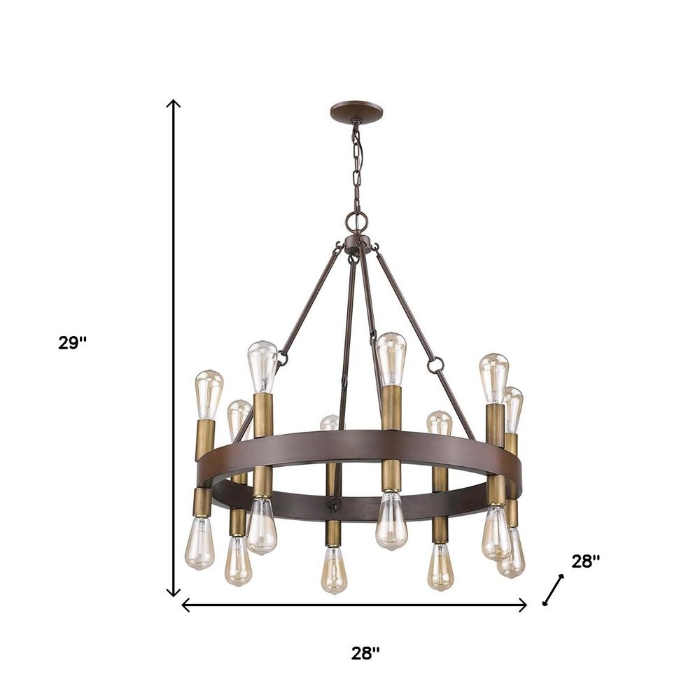 Cumberland 16-Light Wood Finish Chandelier With Raw Brass Sockets. Picture 4