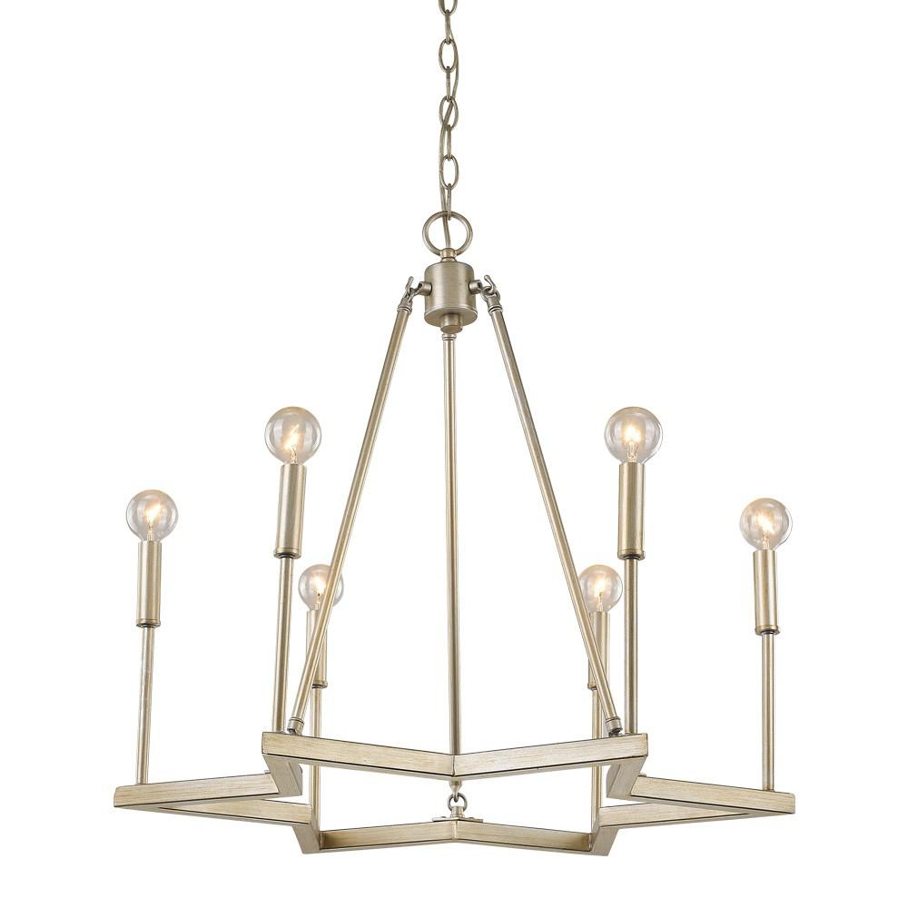 Reagan 6-Light Washed Gold Chandelier. Picture 1