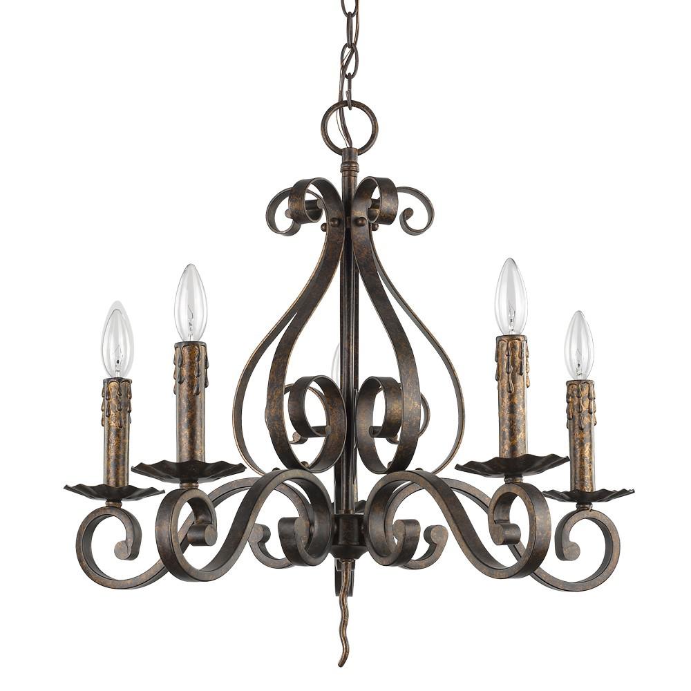 Lydia 5-Light Russet Chandelier With Melted Wax Tapers. Picture 1