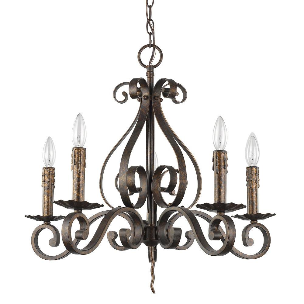 Lydia 5-Light Russet Chandelier With Melted Wax Tapers. Picture 2