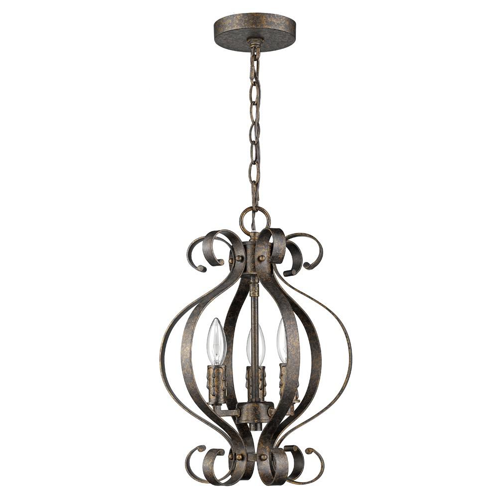 Lydia 3-Light Russet Chandelier With Melted Wax Tapers. Picture 2